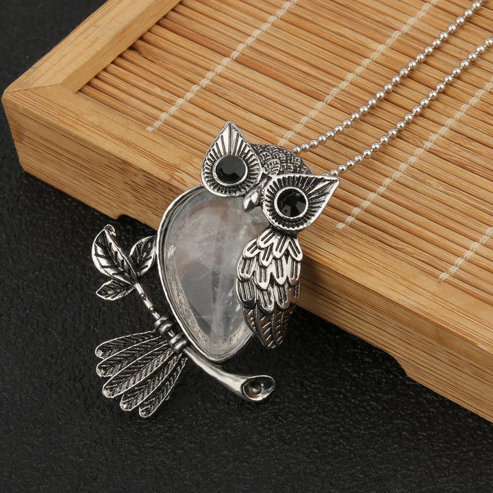 Pendentif en cristal de chouette sage