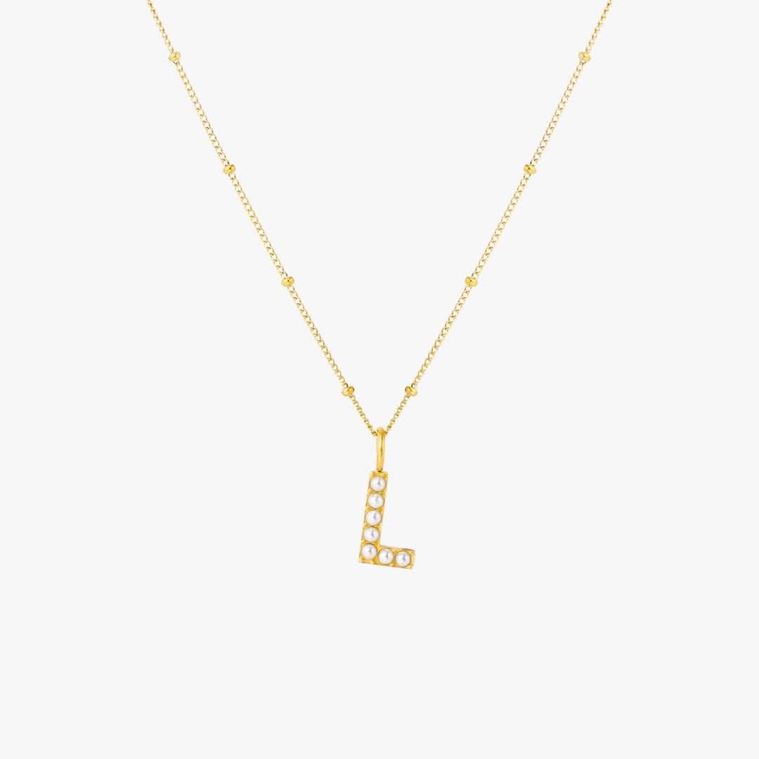 Collier Pendentif Initial en Perles