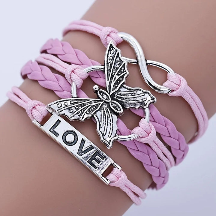 Bracelet en Cuir Vintage Papillon Amour