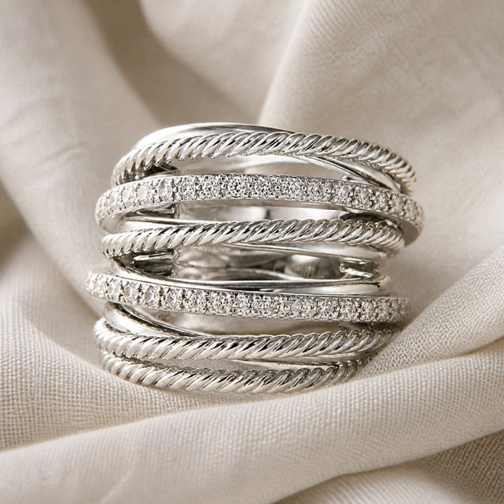 Stacked Zirconium Cross Ring