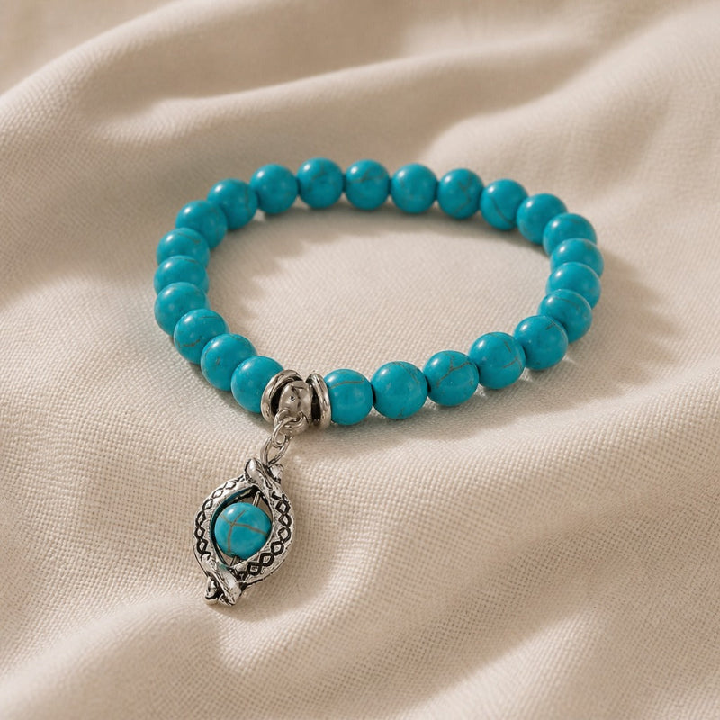 Bracelet en perles de turquoise brillante