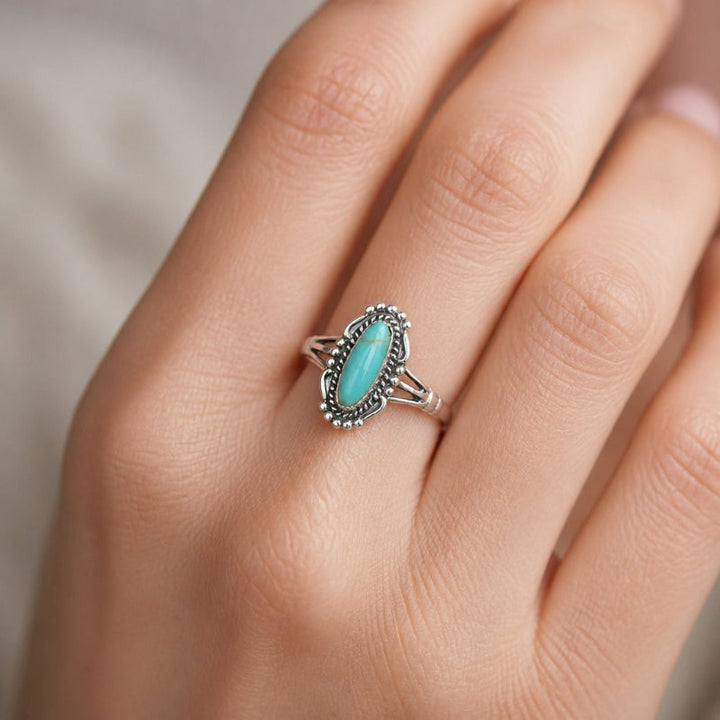 Bague Ovale en Turquoise Brillante