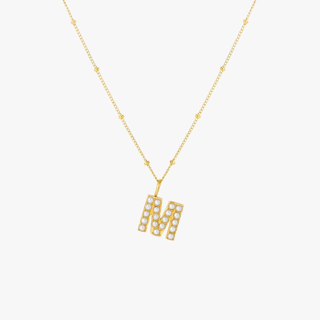 Collier Pendentif Initial en Perles