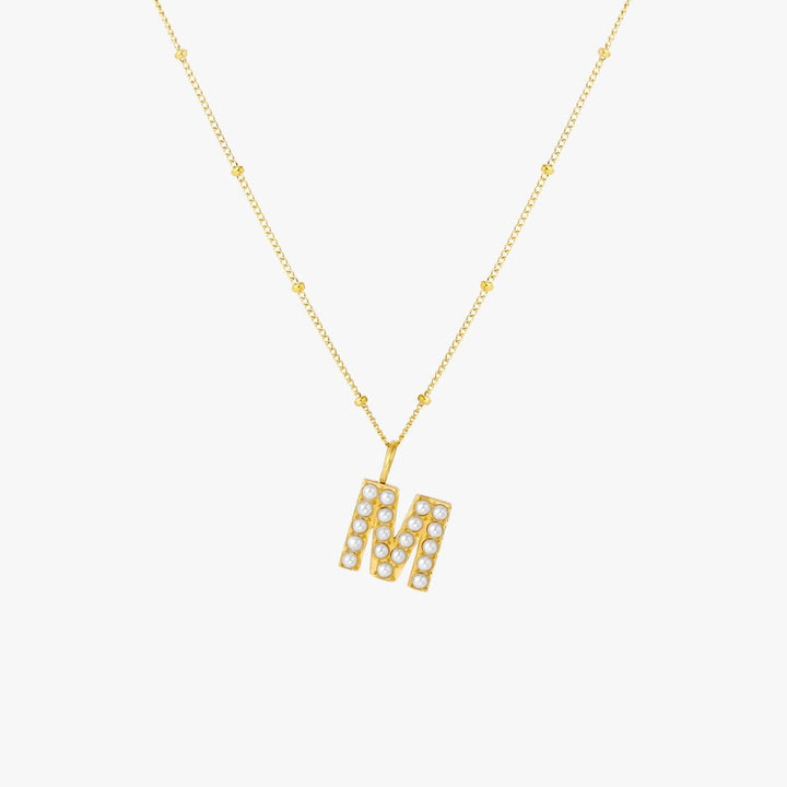 Collier Pendentif Initial en Perles
