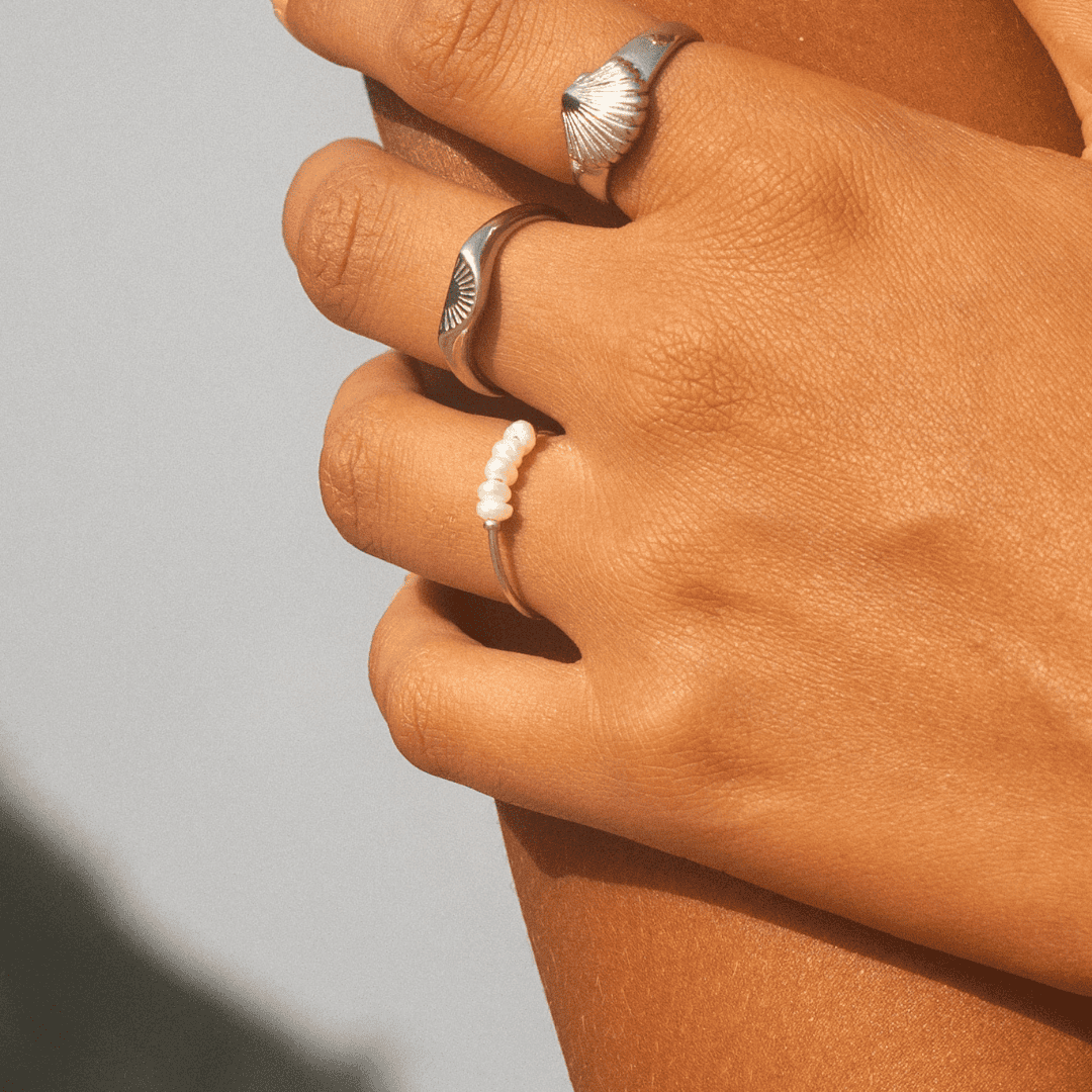 Bague Déclaration Cinq Perles Goutte de Rosée
