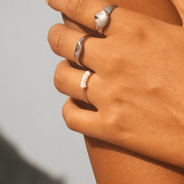 Bague Déclaration Cinq Perles Goutte de Rosée