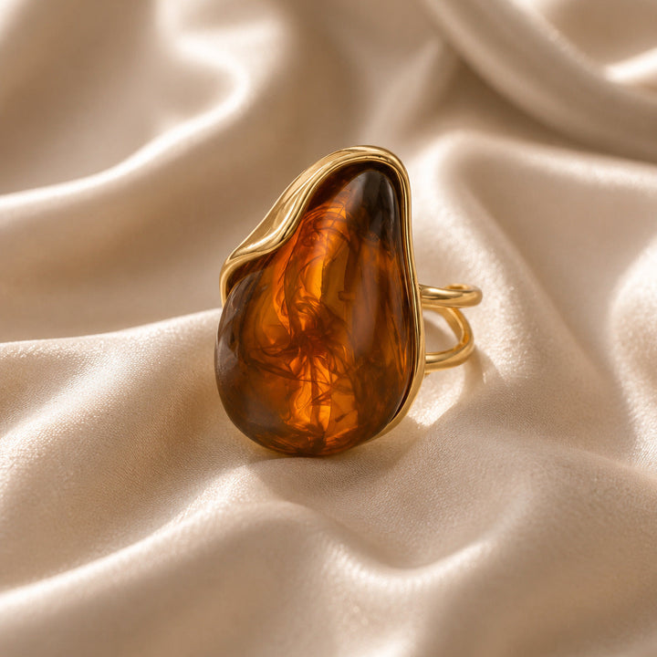 Bague Mono Stone en acier inoxydable