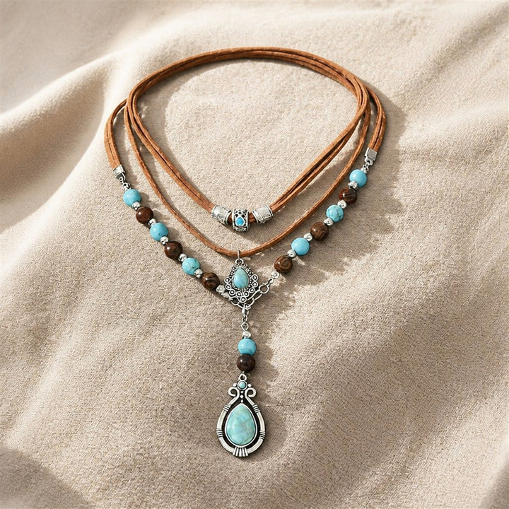 Collier Pendentif Multi-Couches en Turquoise