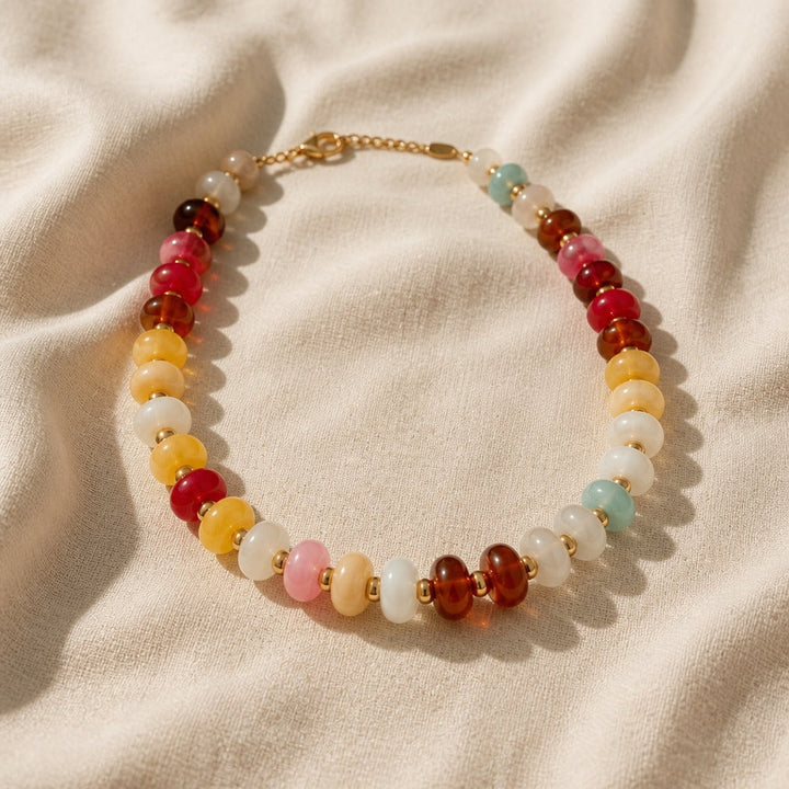 Collier bohémien en perles de verre givré