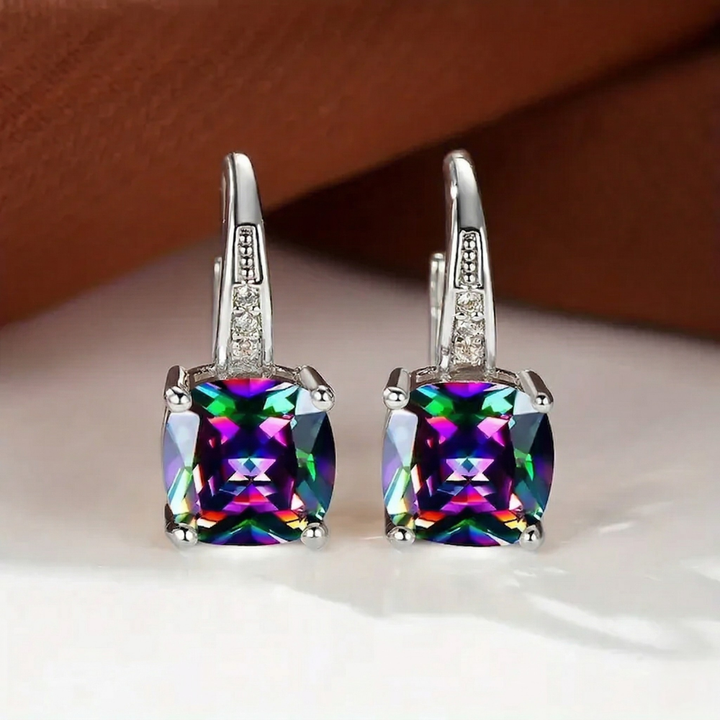 Mystical Stone Earrings | White Gold