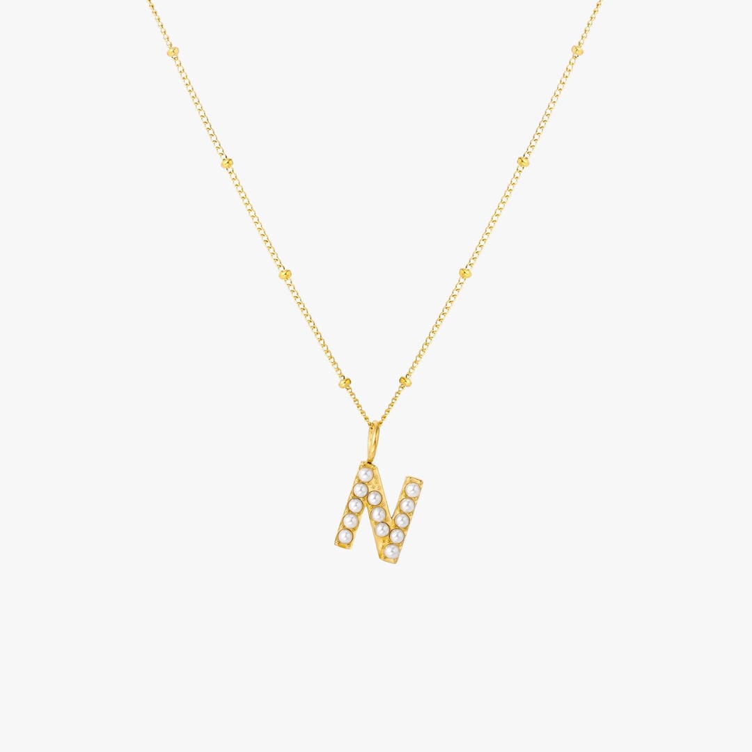 Collier Pendentif Initial en Perles