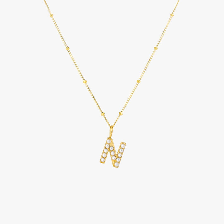 Collier Pendentif Initial en Perles