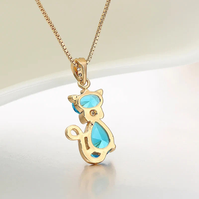 Collier Pendentif en Cristal Chat