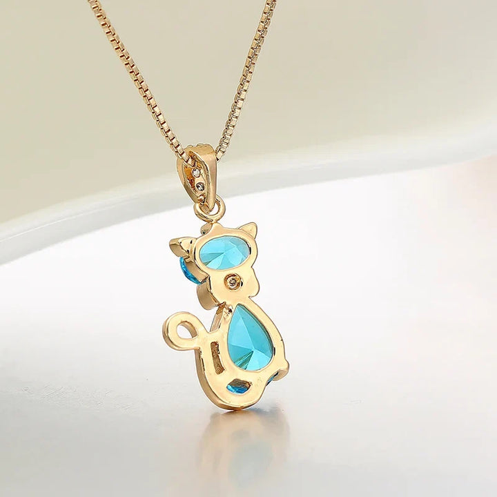 Collier Pendentif en Cristal Chat