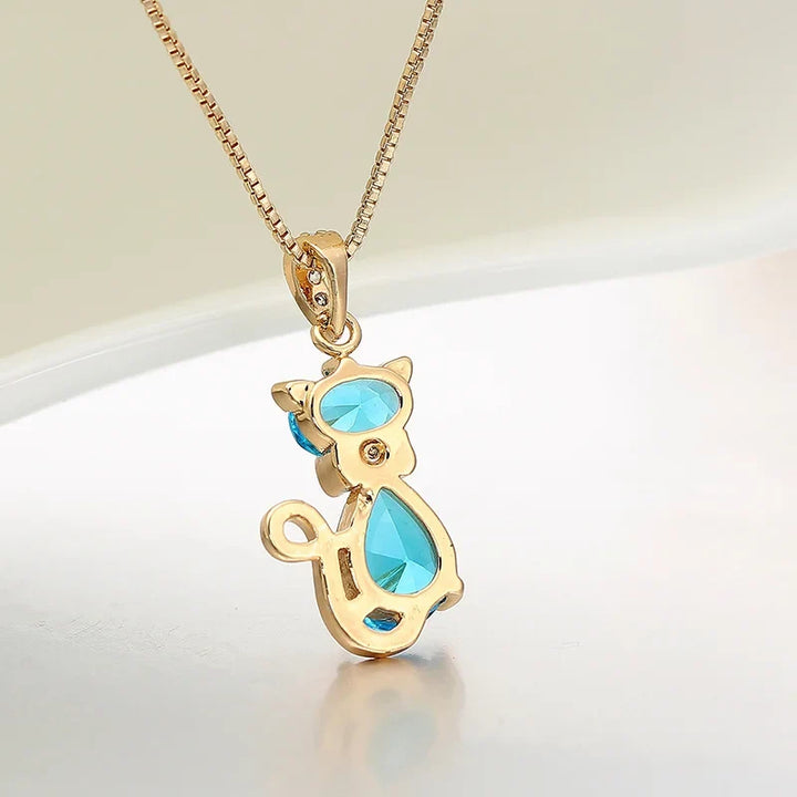 Crystal Cat Pendant Necklace