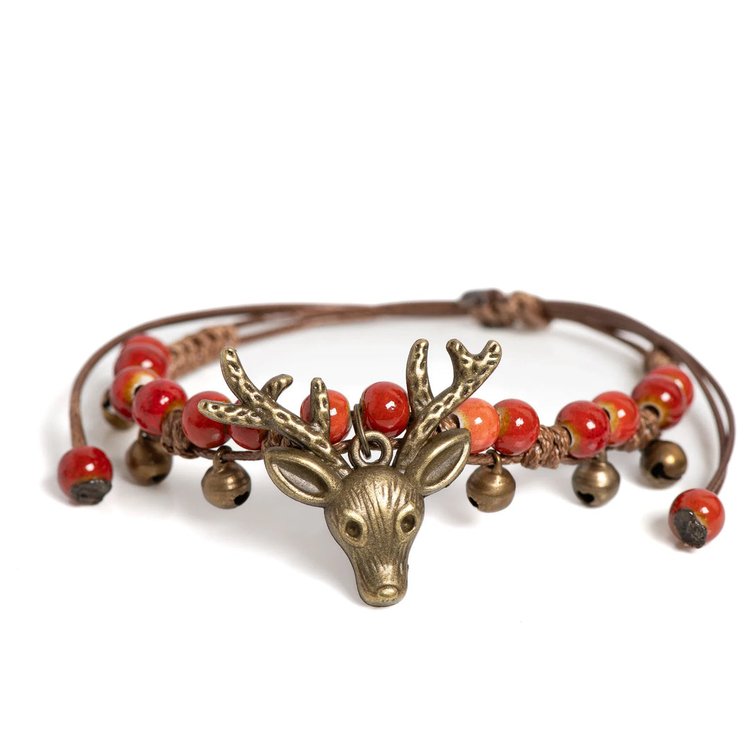 Bracelet en céramique fait main avec pendentif en forme de faon