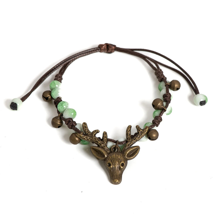 Bracelet en céramique fait main avec pendentif en forme de faon