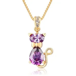 Collier Pendentif en Cristal Chat