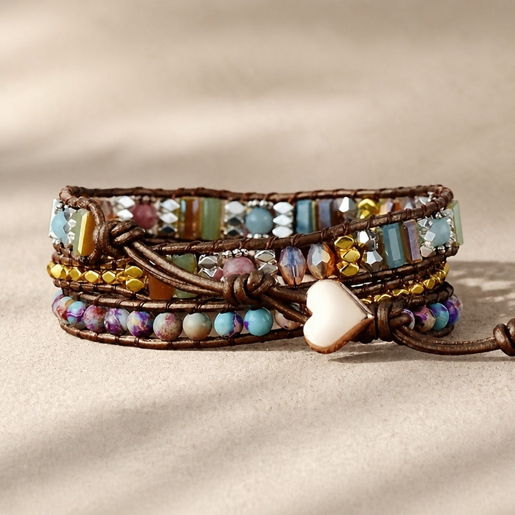 Bracelet enroulé en pierres naturelles style Boho
