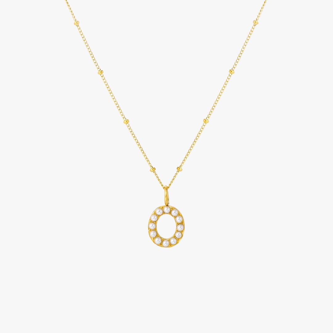 Collier Pendentif Initial en Perles