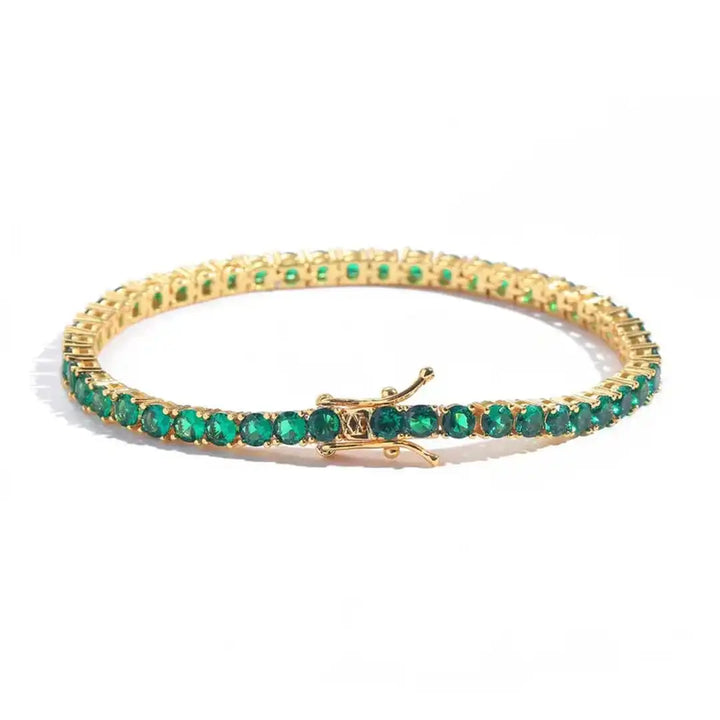 Bracelet de Tennis Classique en Or avec Émeraudes