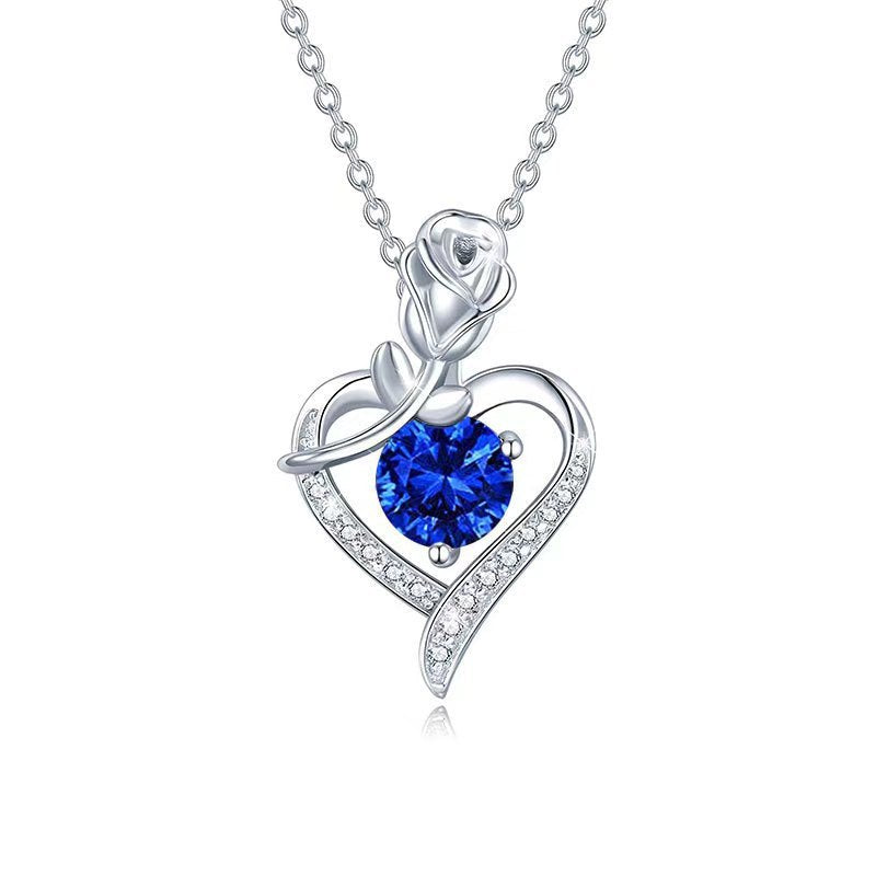 Heart-shaped pink sapphire necklace | White gold