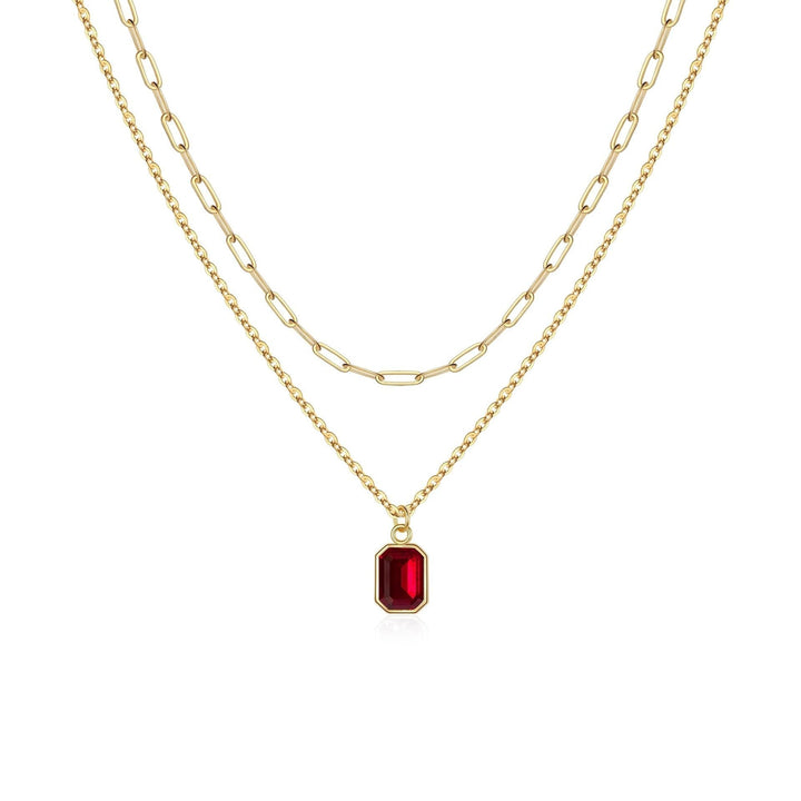 Layered Ruby Necklace with Clip | Gold