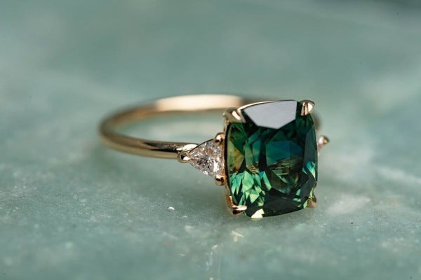 Vintage Inspired Green Gemstone Ring | Gold