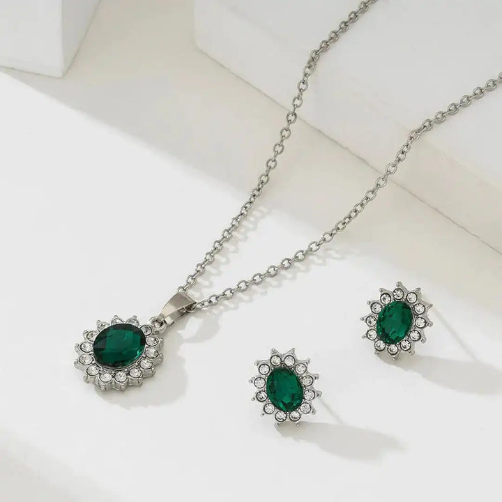 Ensemble Émeraude en Argent