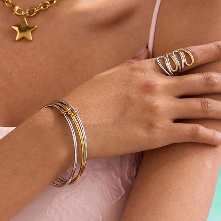 Bracelet Bicolore Empilé Intemporel