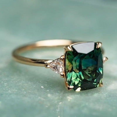 Vintage Inspired Green Gemstone Ring | Gold