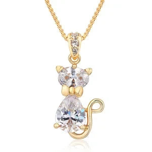 Collier Pendentif en Cristal Chat