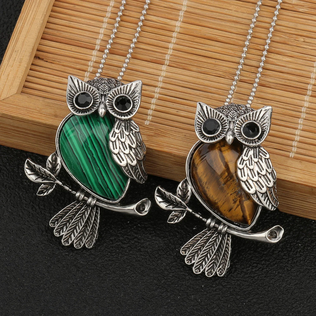 Pendentif en cristal de chouette sage