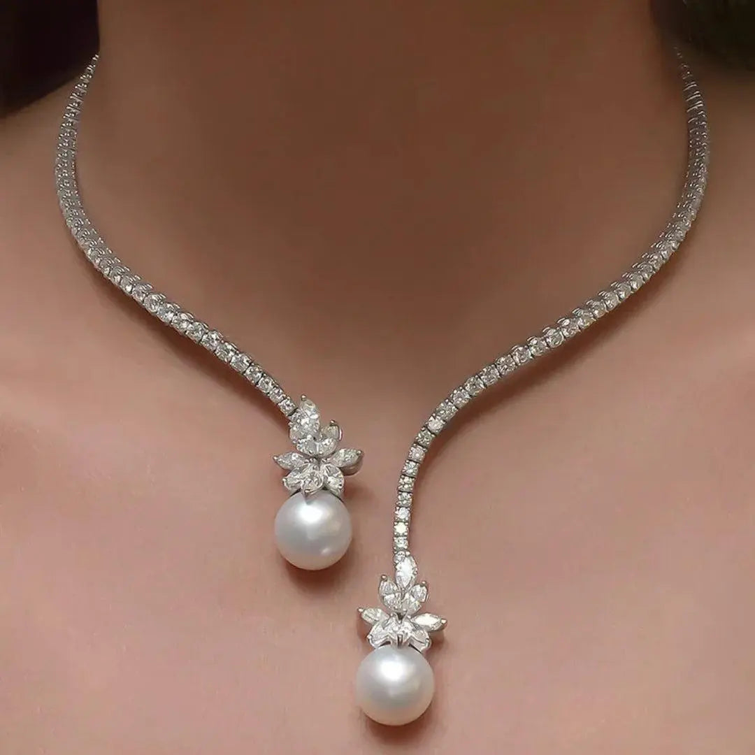 Natalia | Collier Élégant et Lumineux avec Perles en Argent Sterling