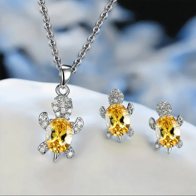 Collier Magnifique en Forme de Tortue de Mer avec Boucles d&