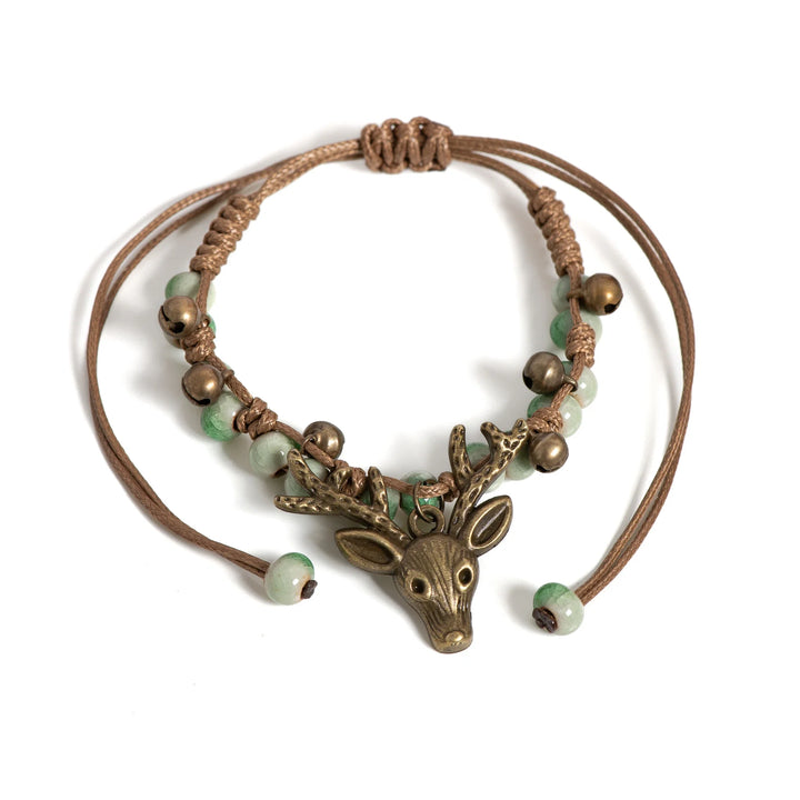 Bracelet en céramique fait main avec pendentif en forme de faon
