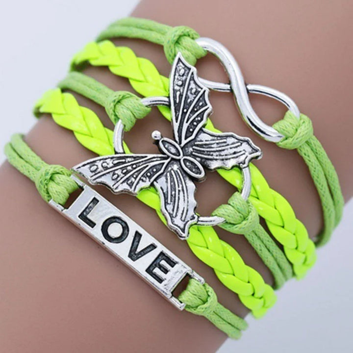Bracelet en Cuir Vintage Papillon Amour