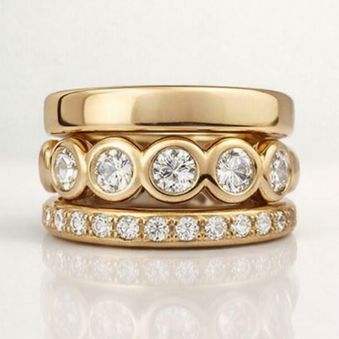 Bague en or forgé avec zirconium