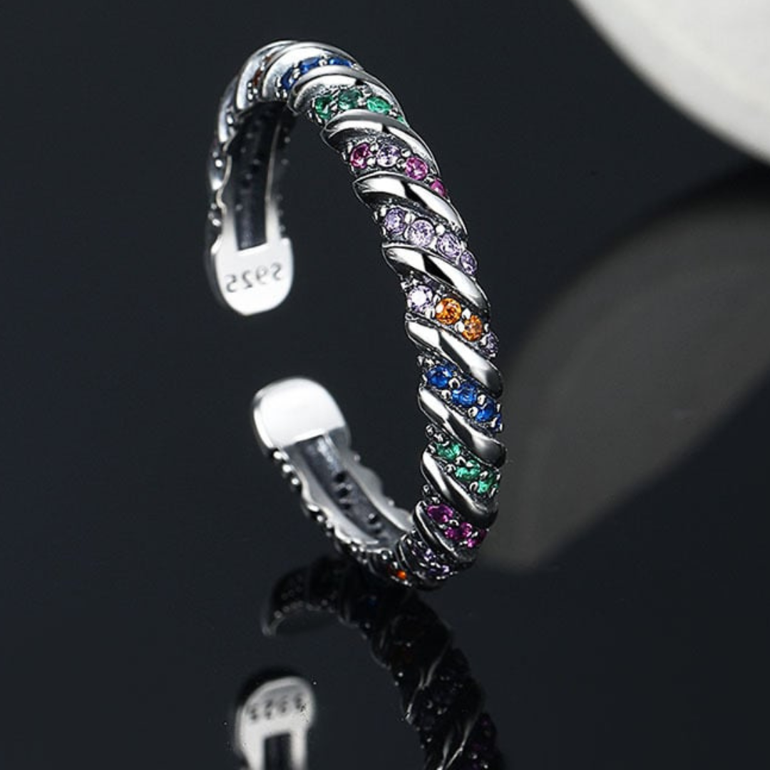 Bague Vintage en Argent à Rayures