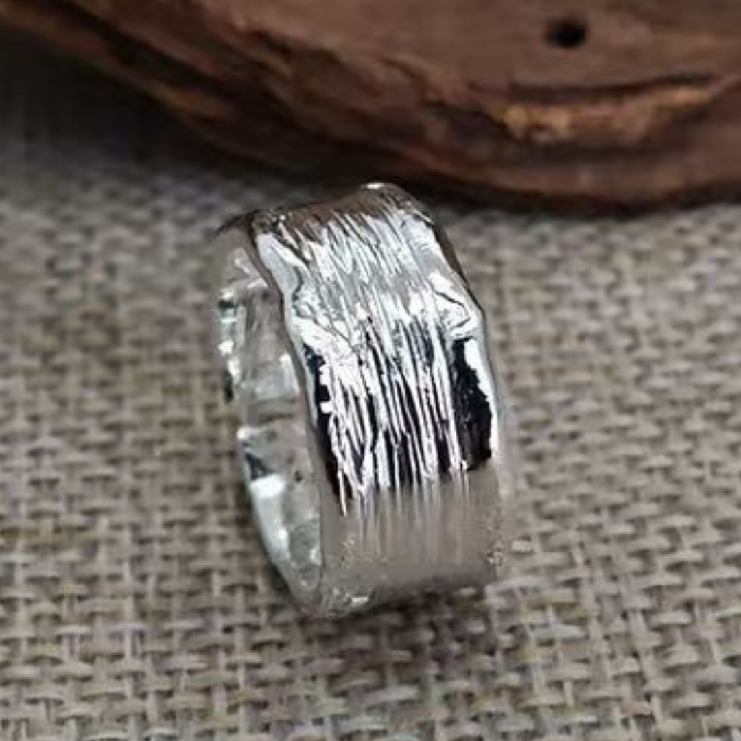 Bague Martelée en Argent et Or