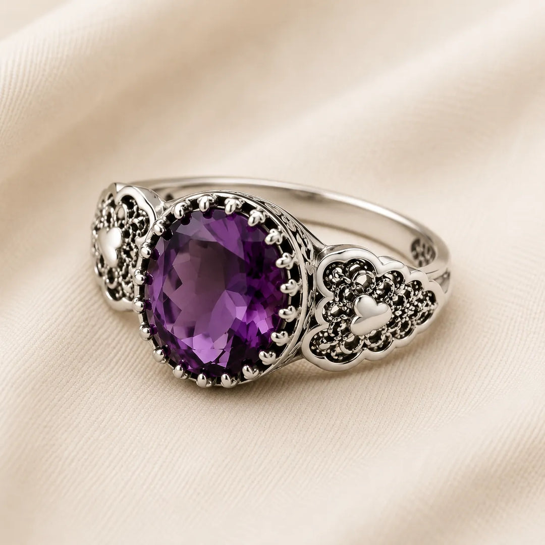 Bague Ornate en Zirconium Ovale