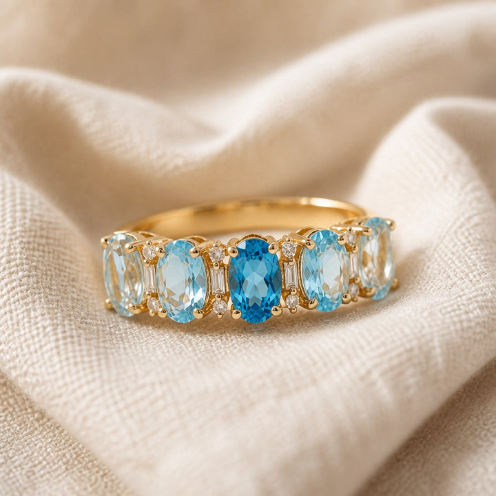 Bague en Acier Inoxydable avec Accent Oval Alterné