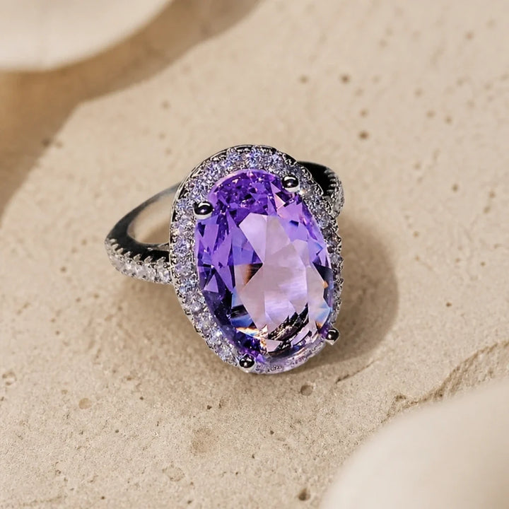 Bague en argent ornée de zirconia et d&