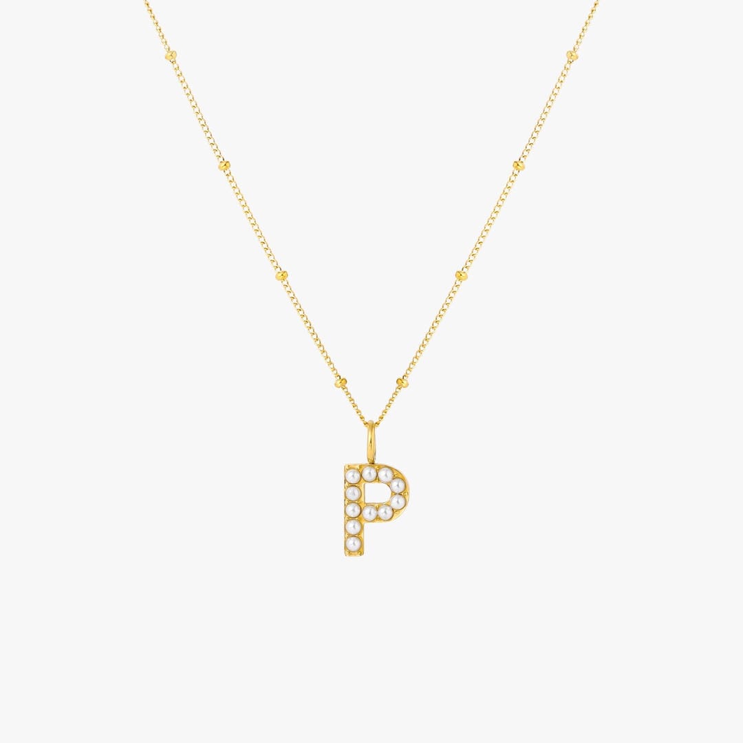 Collier Pendentif Initial en Perles