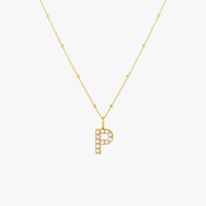 Collier Pendentif Initial en Perles