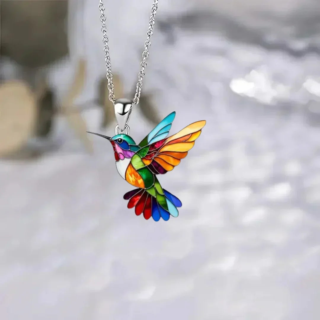 Collier Magnifique Colibri avec Boucles d&