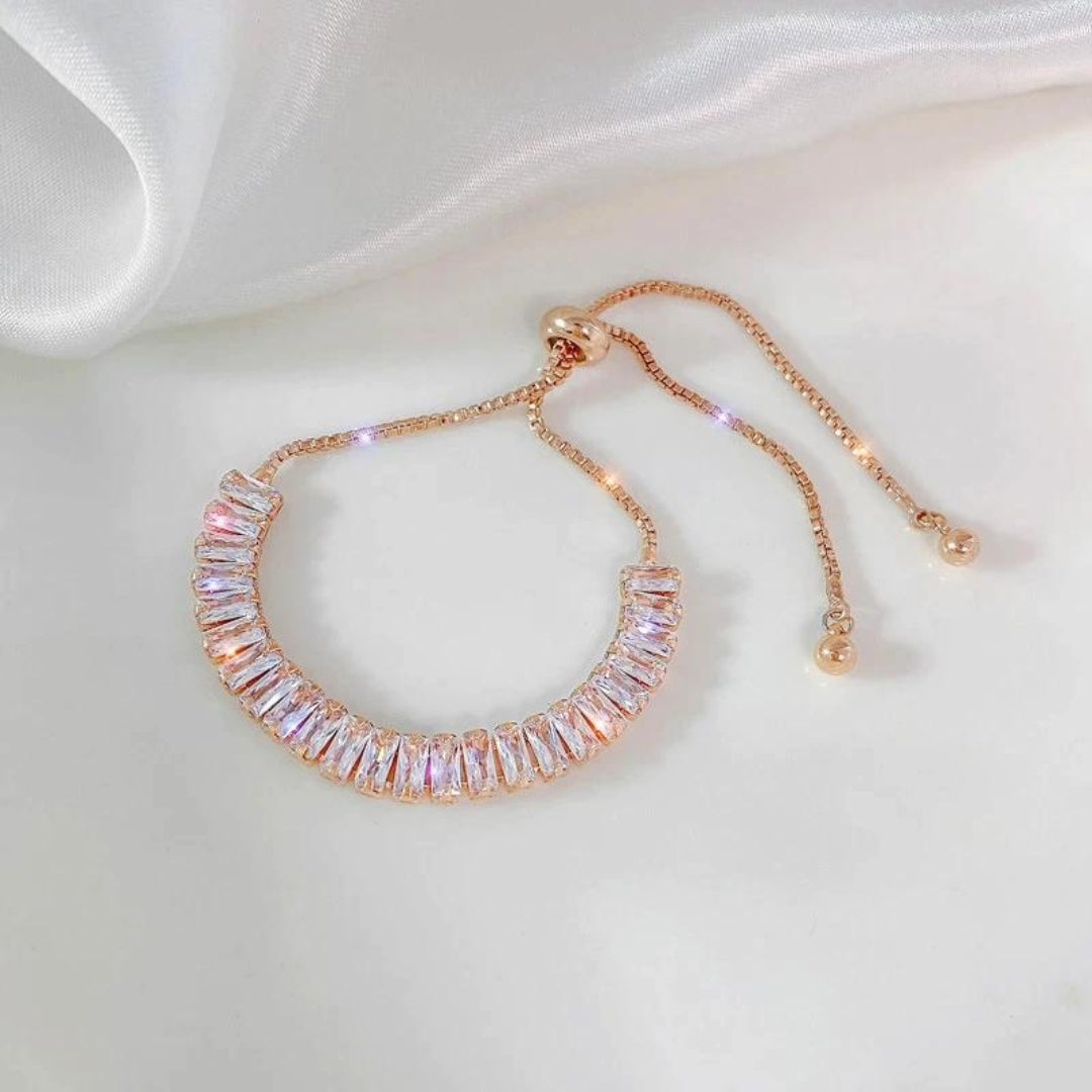 Bracelet ajustable en or avec zirconium cubique