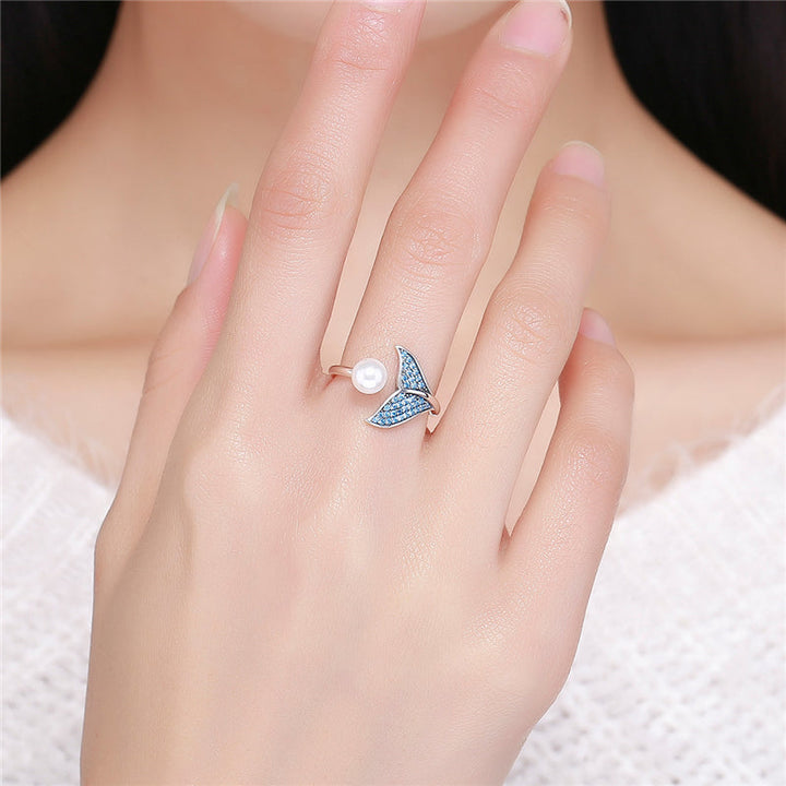 Bague en Perle Queue de Baleine Océan
