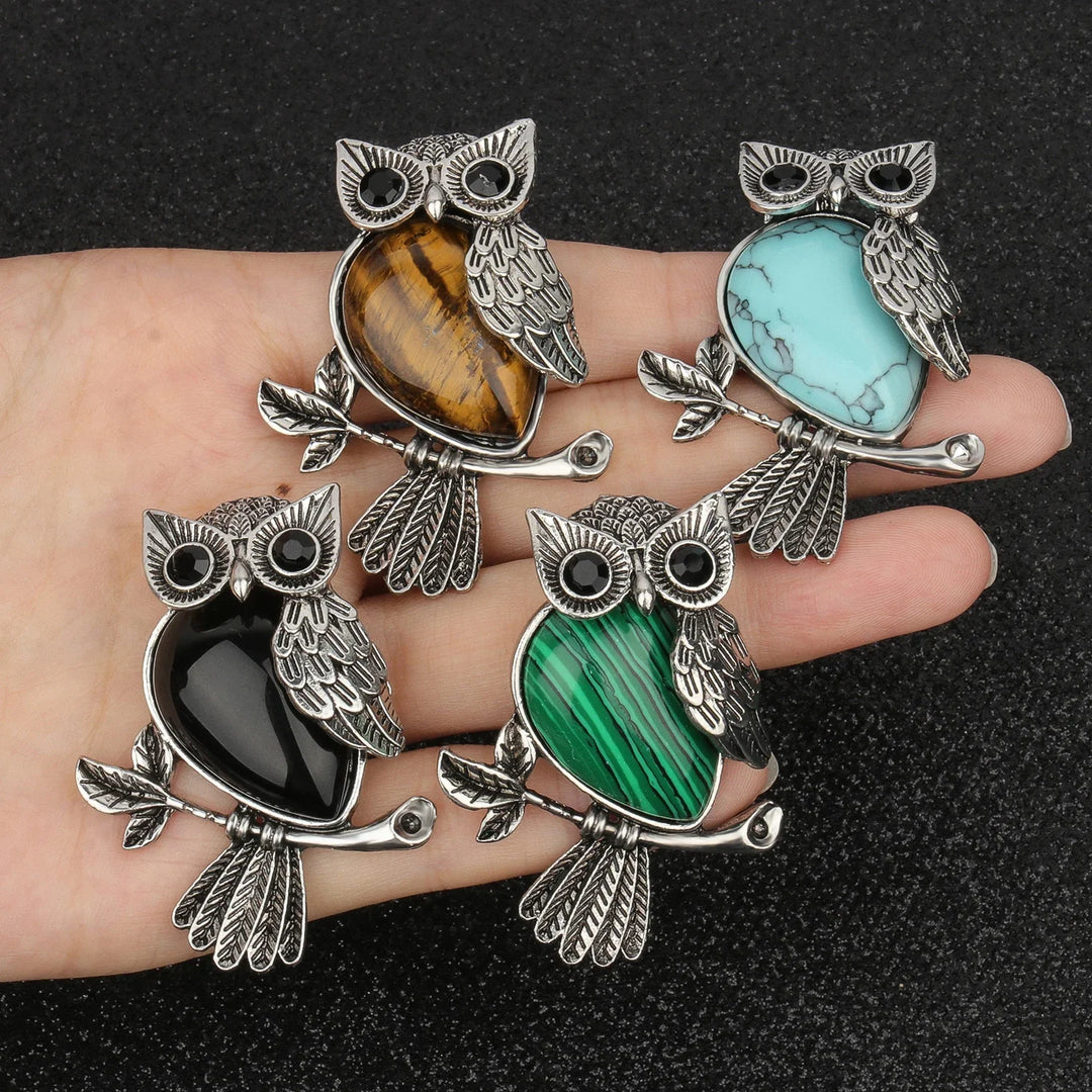 Pendentif en cristal de chouette sage