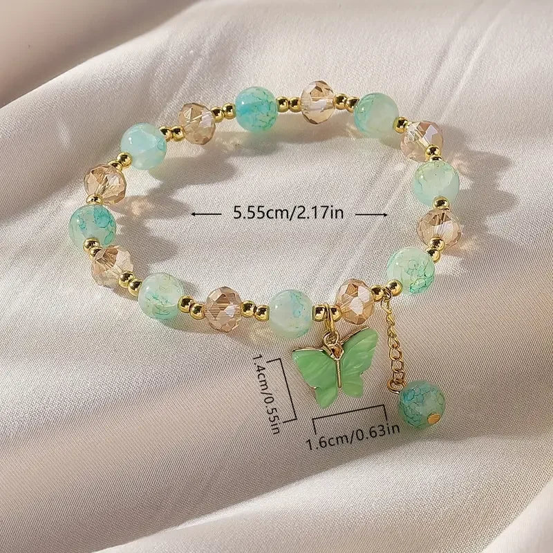 Bracelet Élastique en Perles avec un Magnifique Papillon